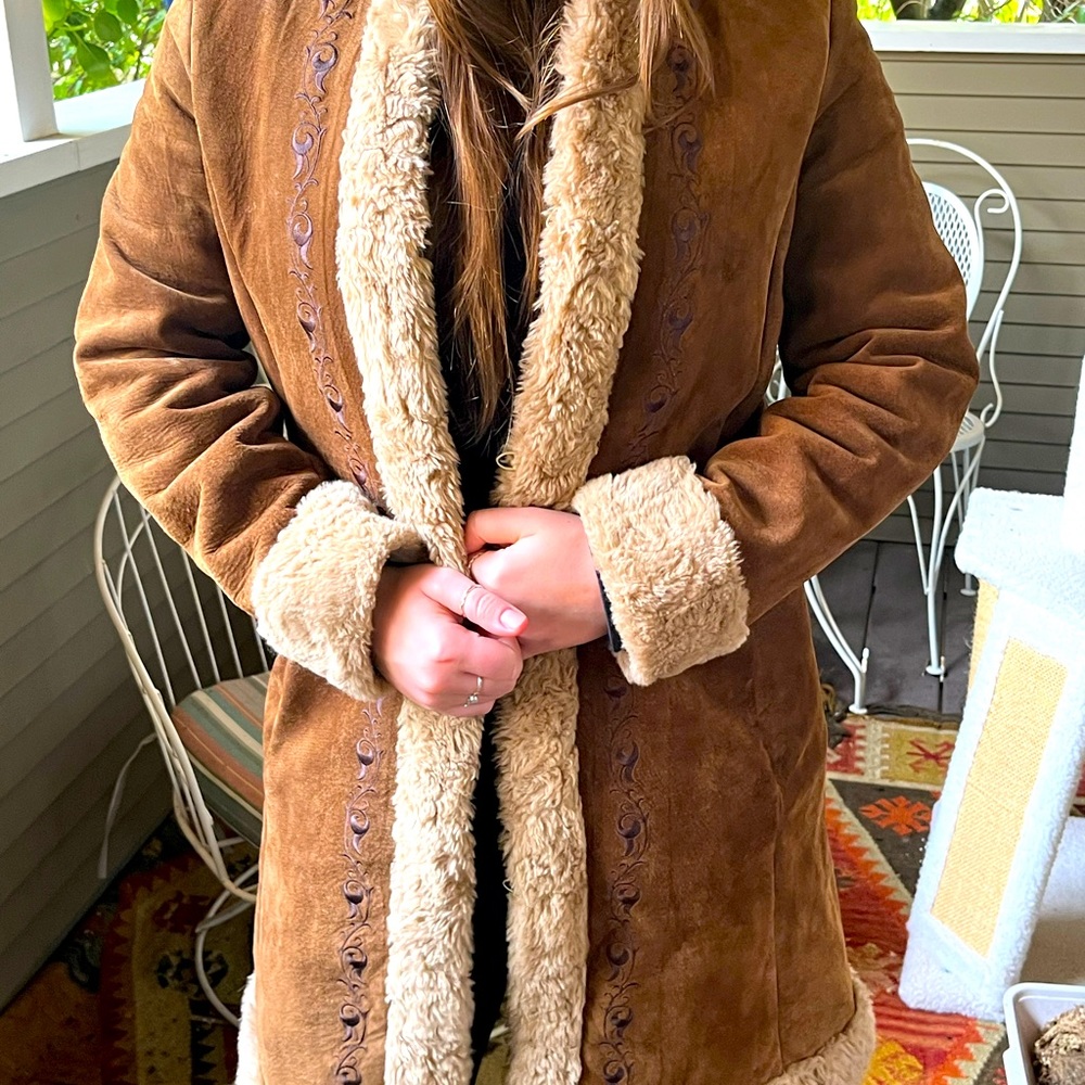 Beautiful long leather Guess jacket